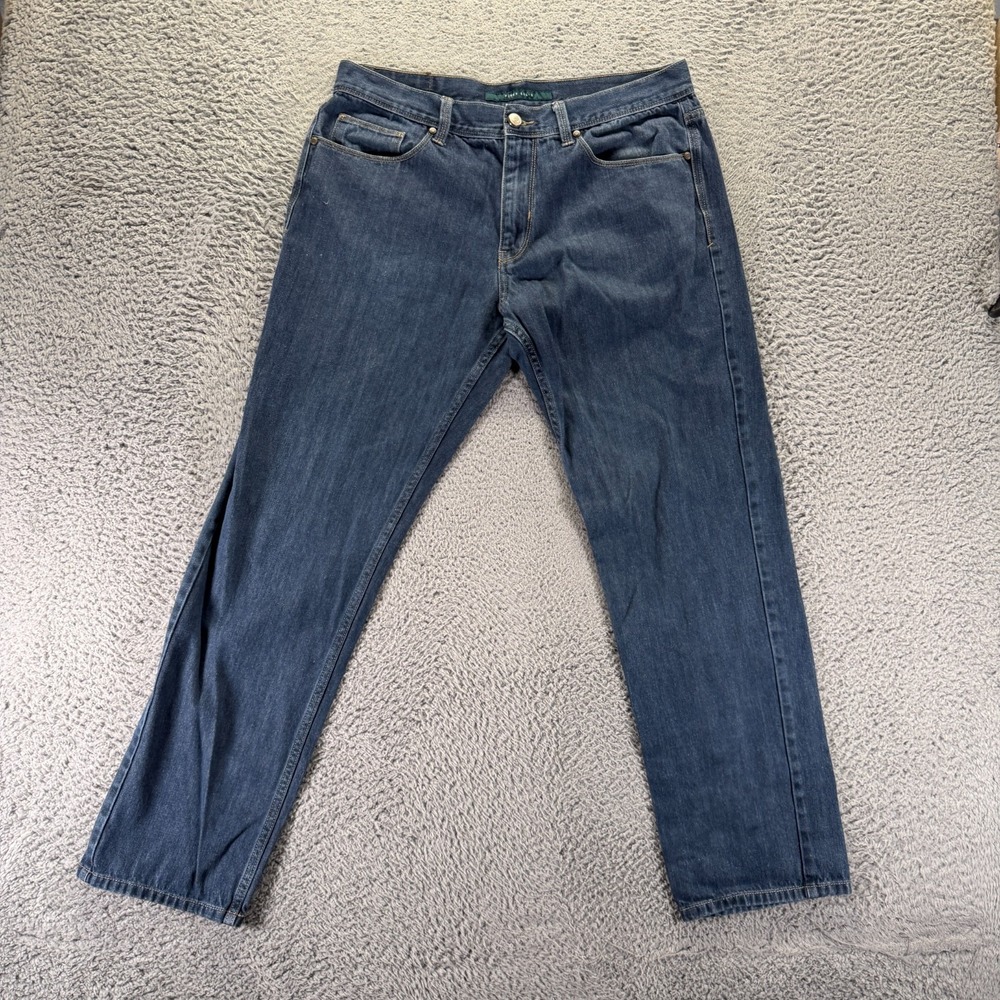 Perry Ellis Jeans Mens 36x30 Blue Cotton Denim Straight Travel Workwear Utility